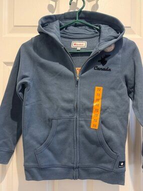 Canadiana Kids Medium 7/8 Full Zip Up Hoodie Blue Unisex